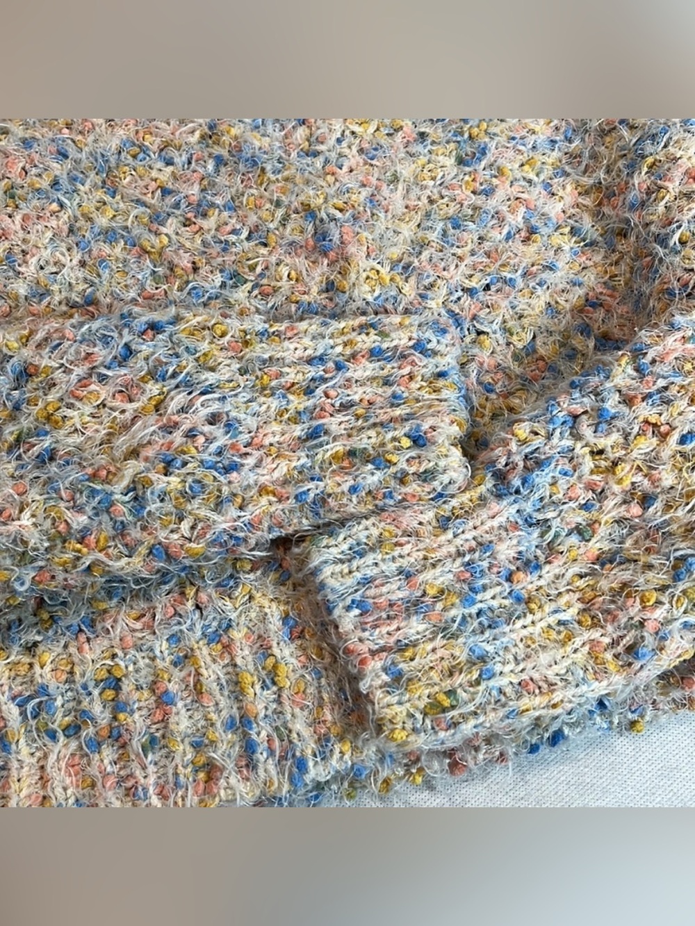 Made With Love Pastel Fuzzy Knit Cropped Sweater Small EUC Multicolor Pullover - Picture 5 of 6